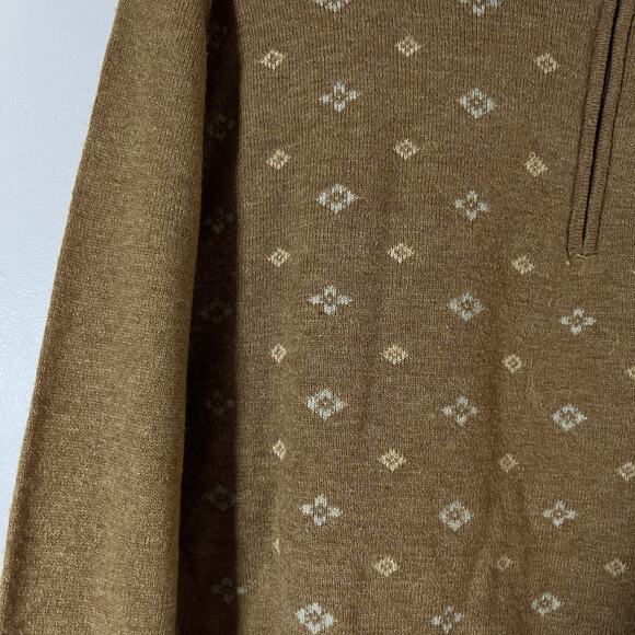 Jos. A. Bank Men's Lambs Wool Blend 1/4 zip sweater brown Sz XL Grandpa Core - Picture 5 of 8